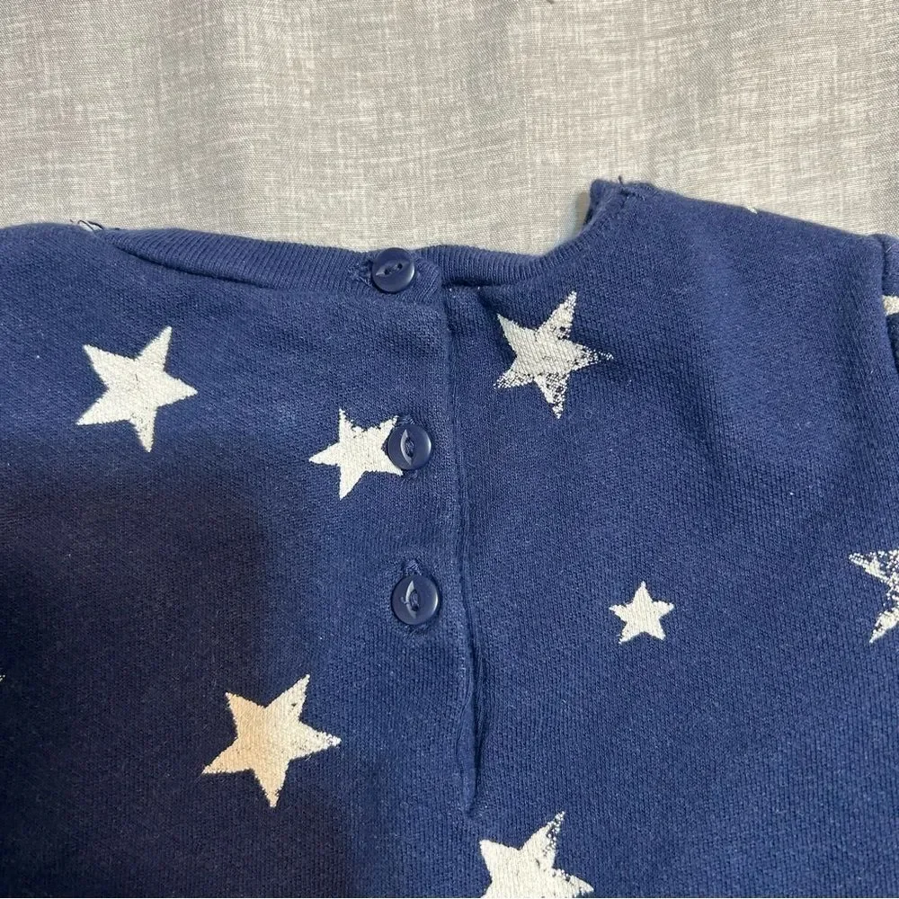 Ralph Lauren Baby Navy White Star Print Ruffle Dress 12 Months USA Americana
